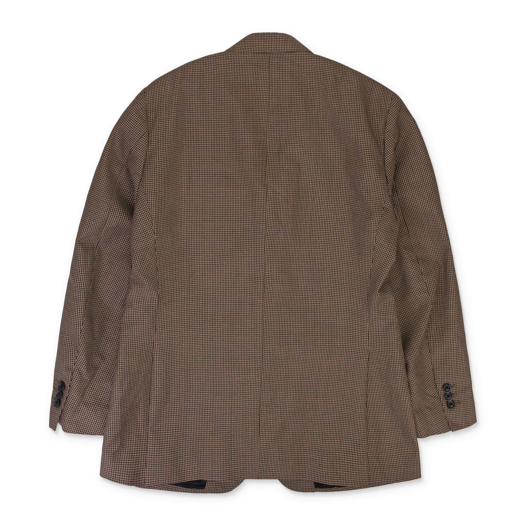 BROWN HOUNDSTOOTH NOTCH LAPEL BLAZER