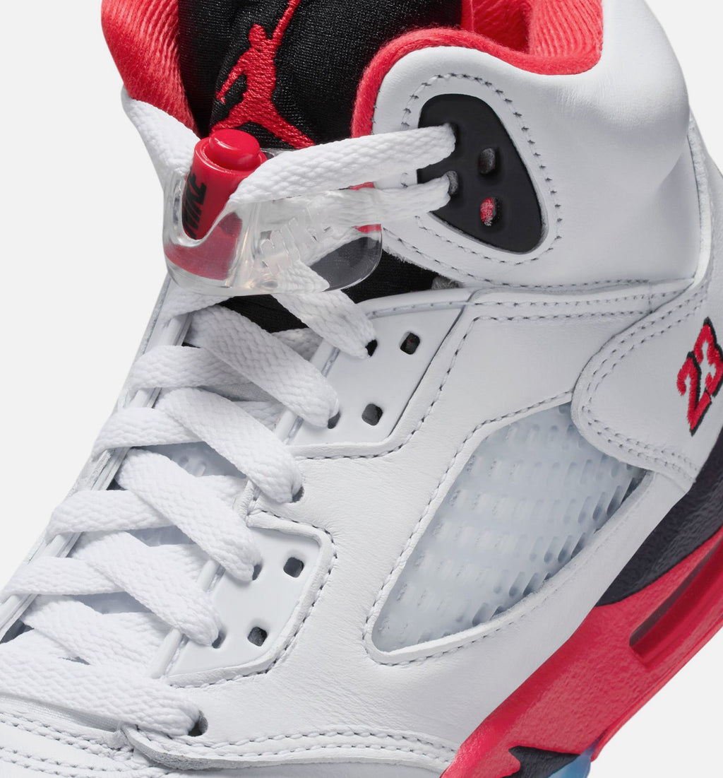 Air Jordan 5 Retro Fire Red Grade School Shoe - White/Fire Red/Black