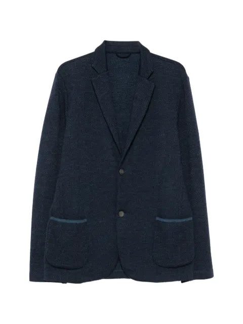 Gran Sasso herringbone-knit single-breasted wool blazer