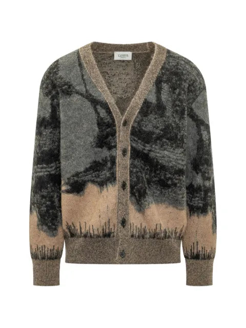 Laneus intarsia-knit button-up cardigan