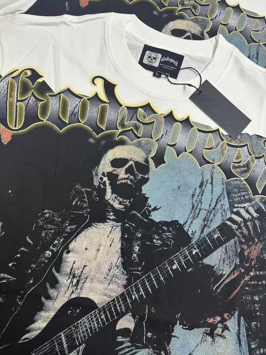 Godspeed Death Before Dishonor Skeleton Guitar Short-Sleeve T-Shirt
