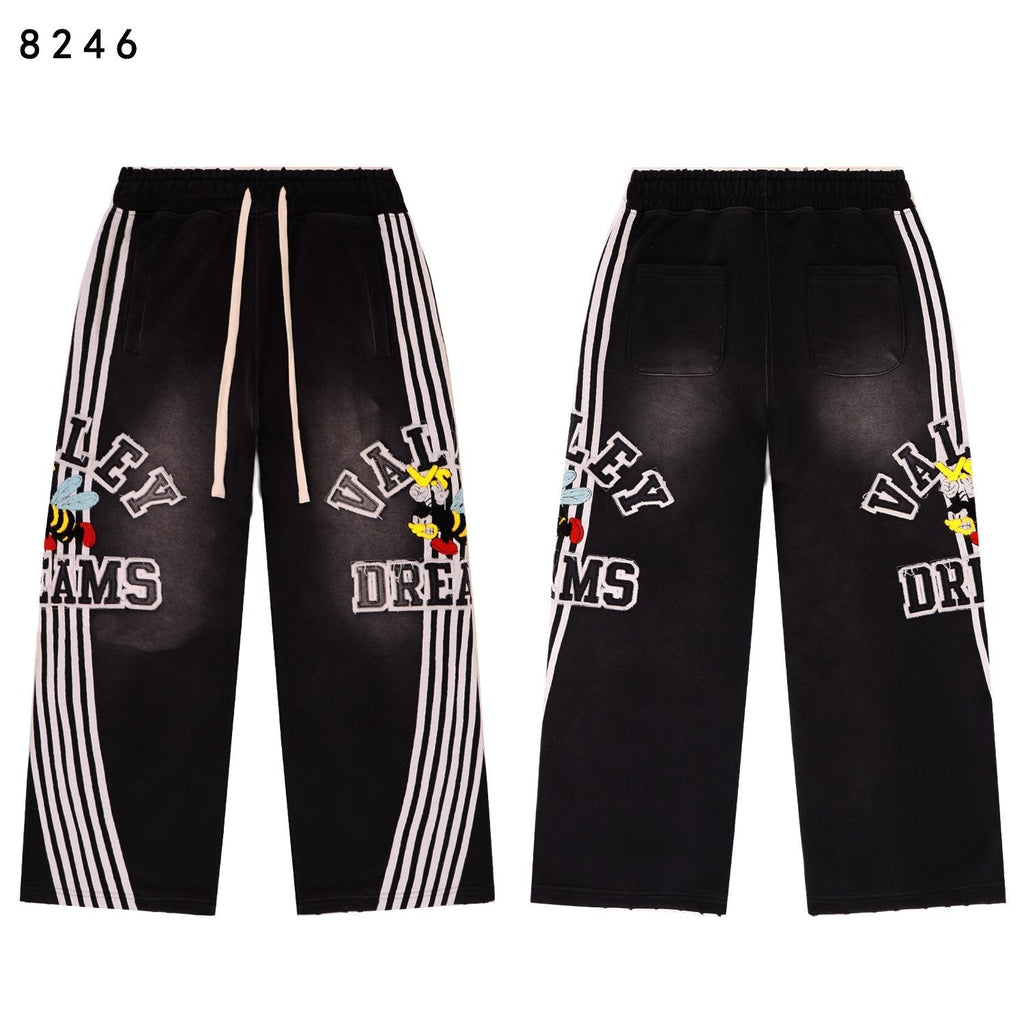 VALE USA Bee Embroidered Striped Hoodie & Sweatpants Set