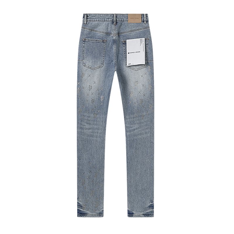 Purple Brand Light Blue Embellished Washed Jeans
