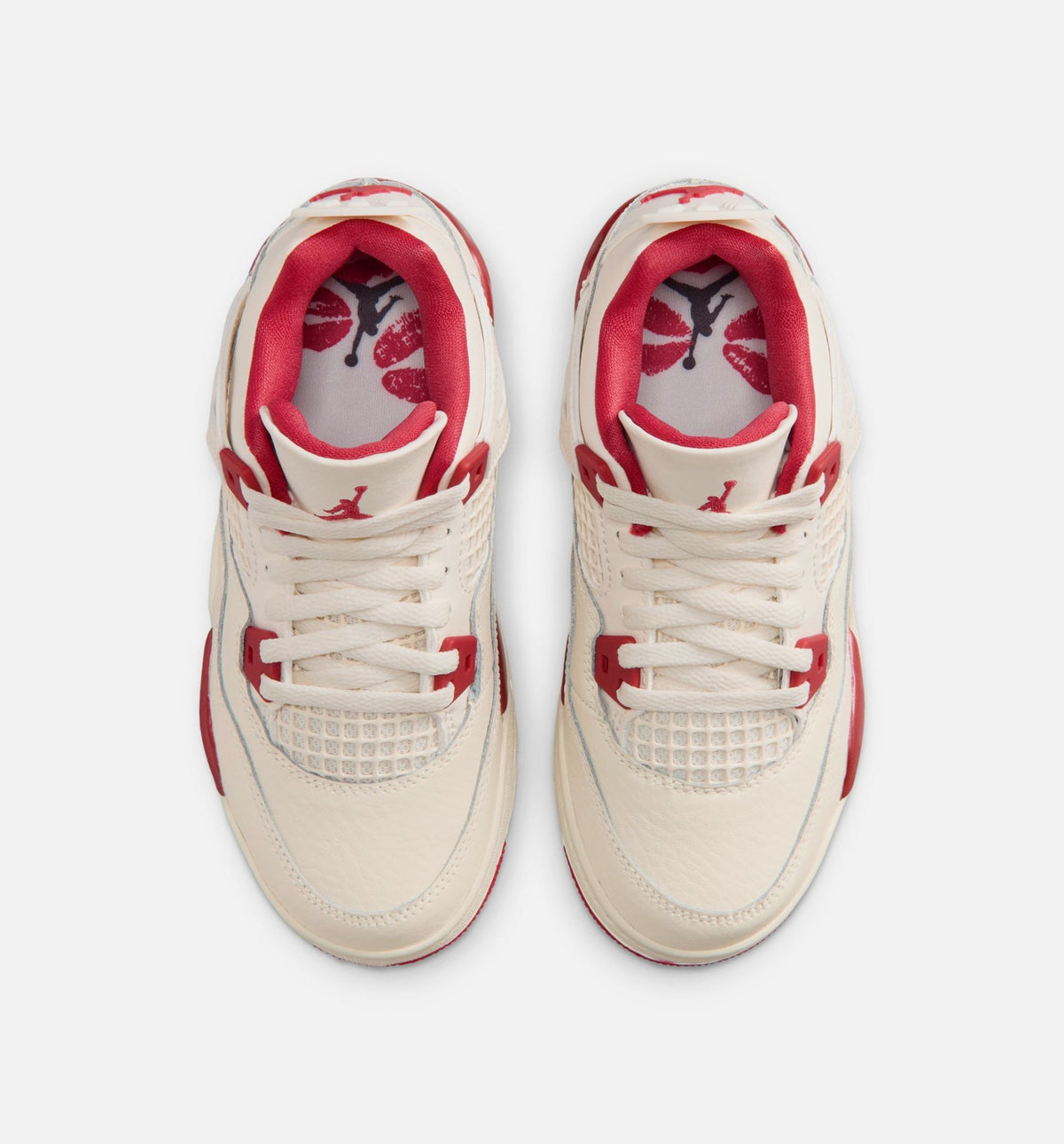 Air Jordan 4 Retro Valentine's Day Preschool Lifestyle Shoes - Pale Ivory/Sierra Red/Tough Red