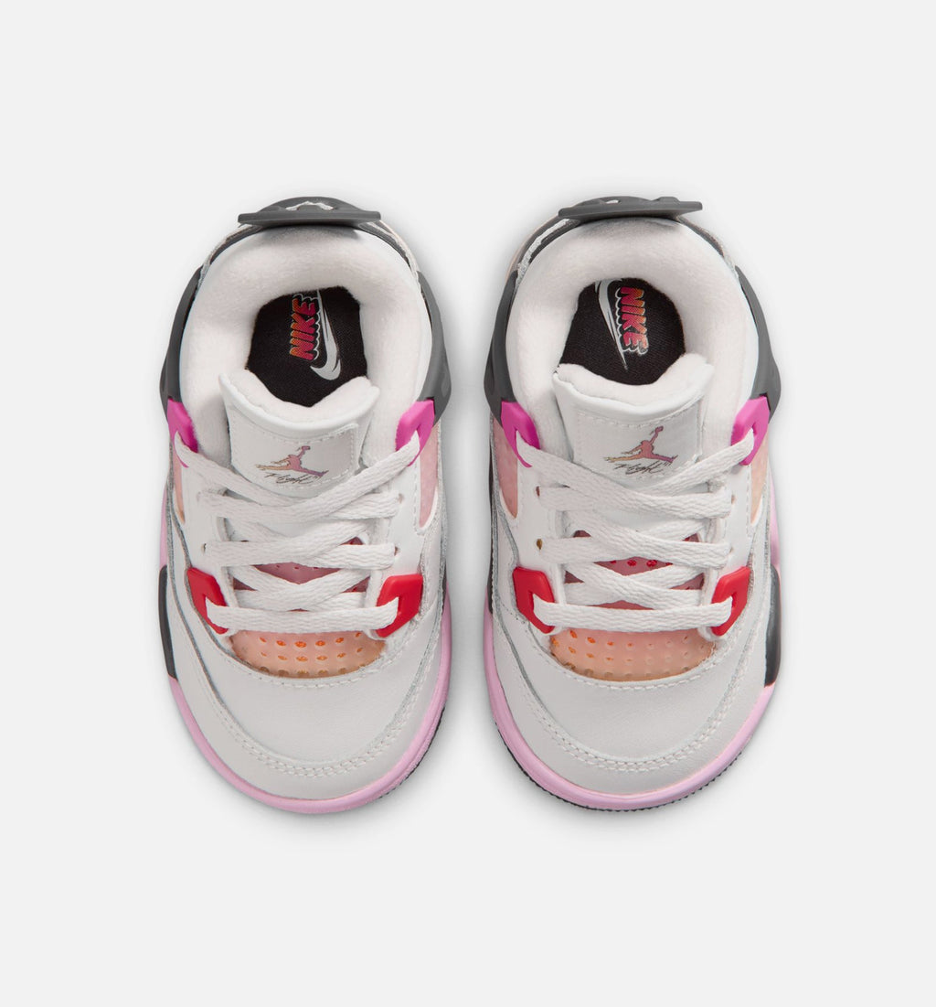 Air Jordan 4 Retro Comic Infant Sneakers - Off White/Fire Pink/Anthracite