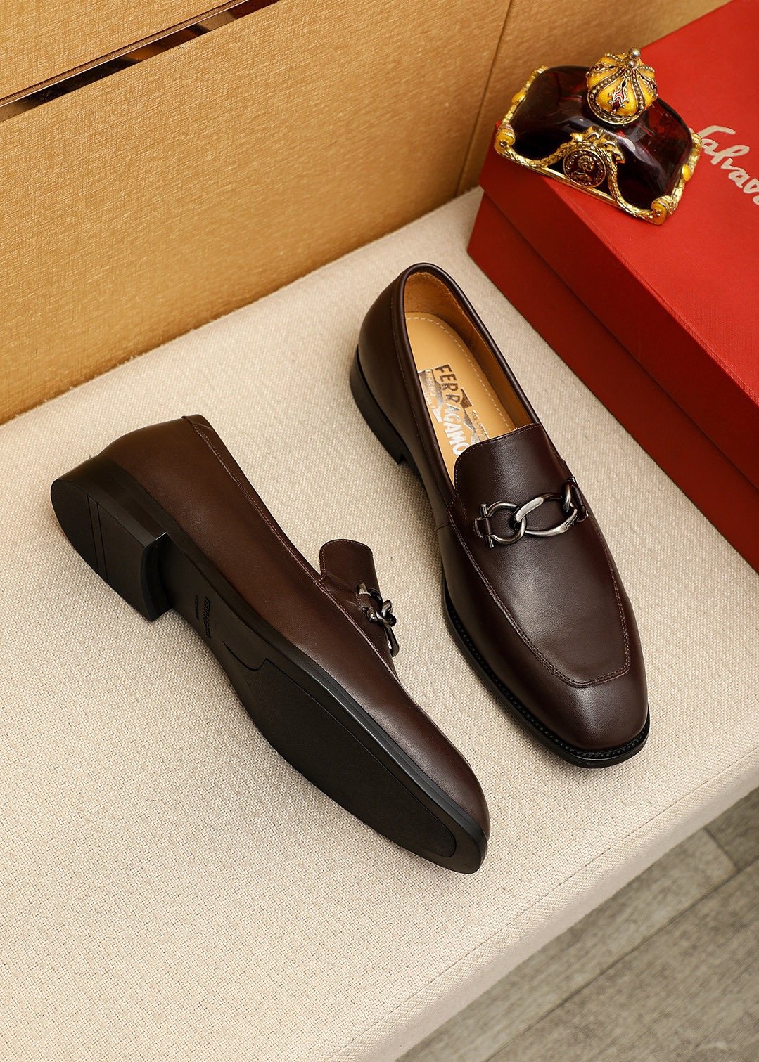 Ferragamo Dark Brown Bit Loafers