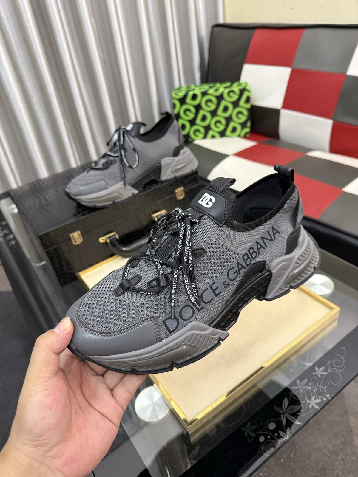 Dolce & Gabbana Gray and Black Chunky Sneakers