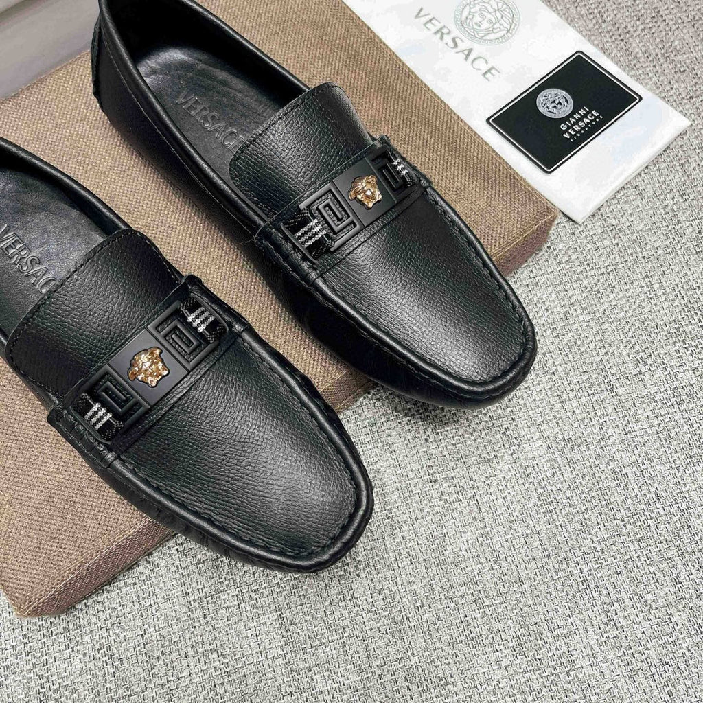 Versace Men's Black Medusa Accent Loafers