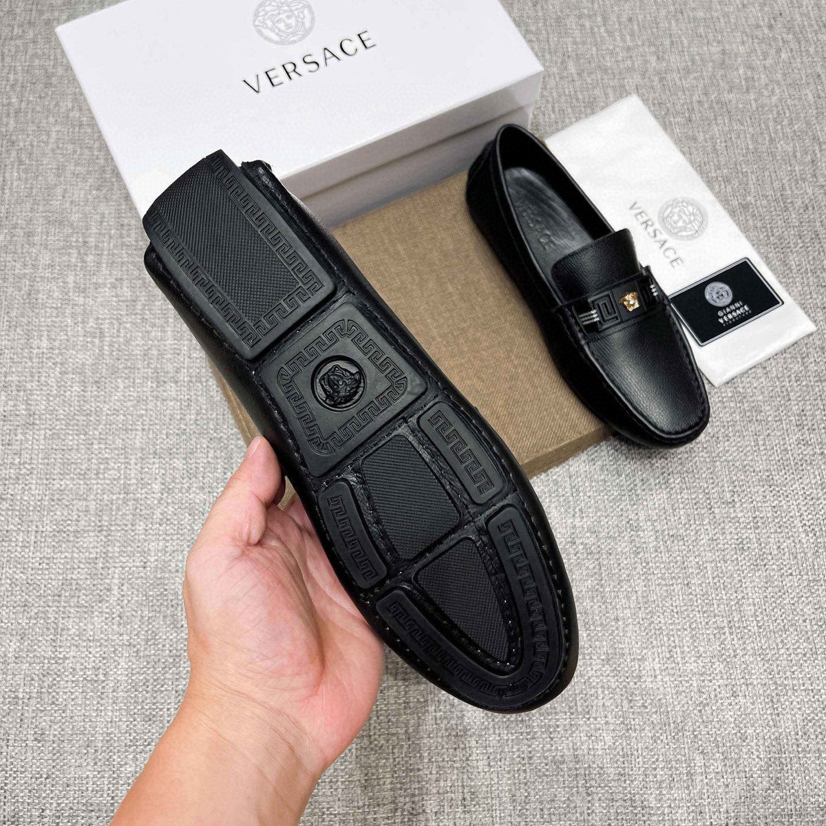 Versace Men's Black Medusa Accent Loafers