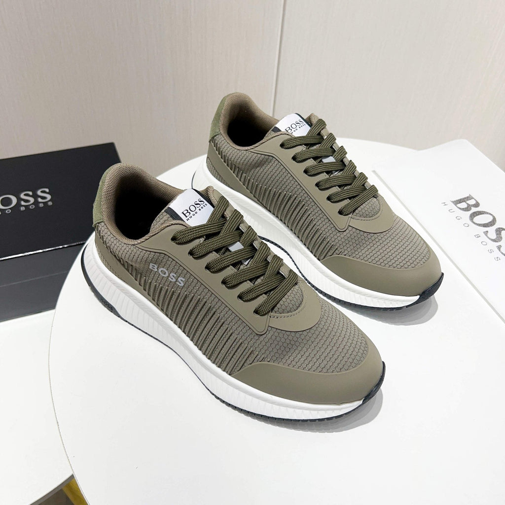 BOSS Knit Lace-Up Sneakers - Rubber Outsole