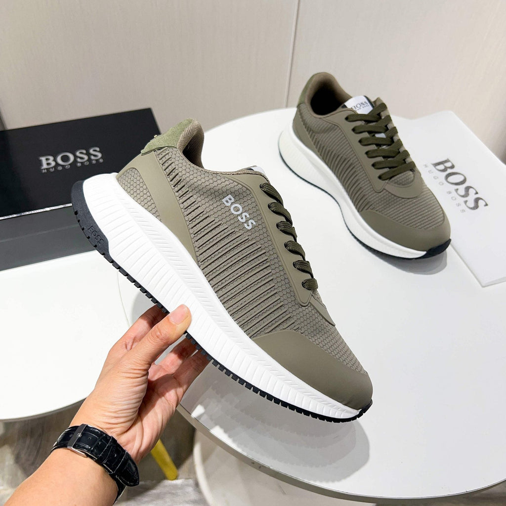 BOSS Knit Lace-Up Sneakers - Rubber Outsole