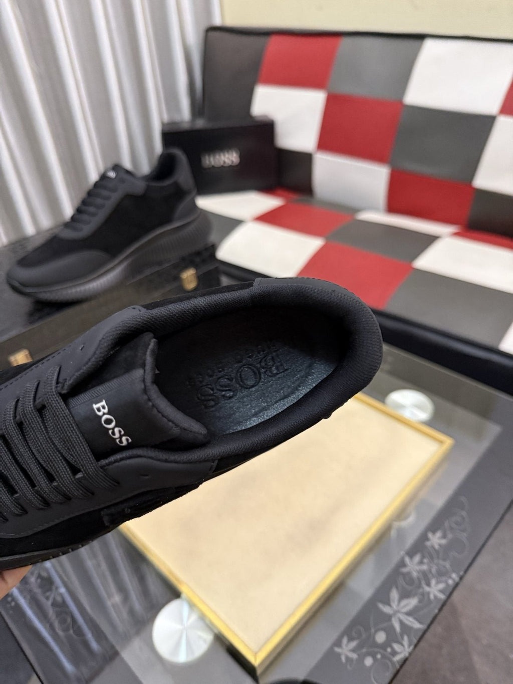 BOSS Men's Black Low-Top Sneakers - Lace-Up Closure