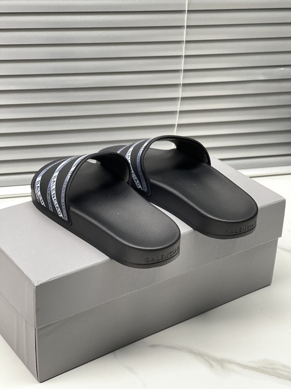 Balenciaga Logo Strap Slide Sandals