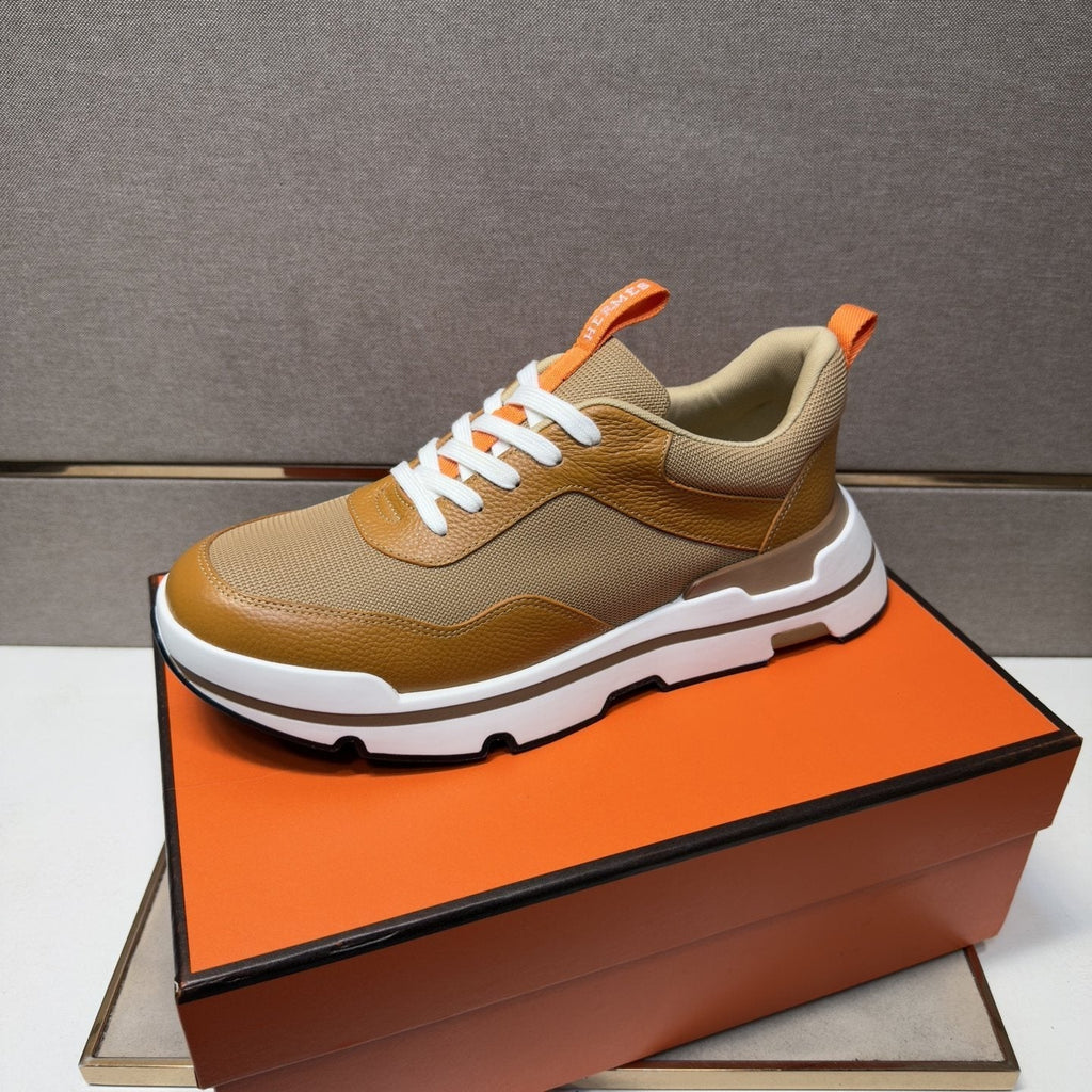Hermès Men's Panel Lace-Up Casual Sneakers