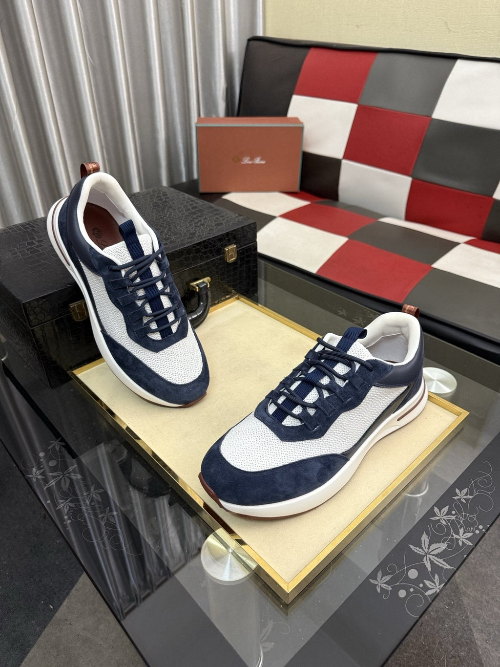 Textured Lace-Up Low-Top Sneakers