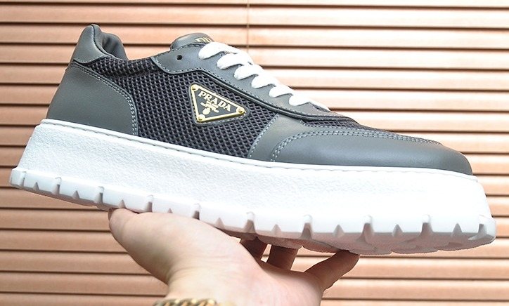 Prada Charcoal Gray & Black Low-Top Sneakers
