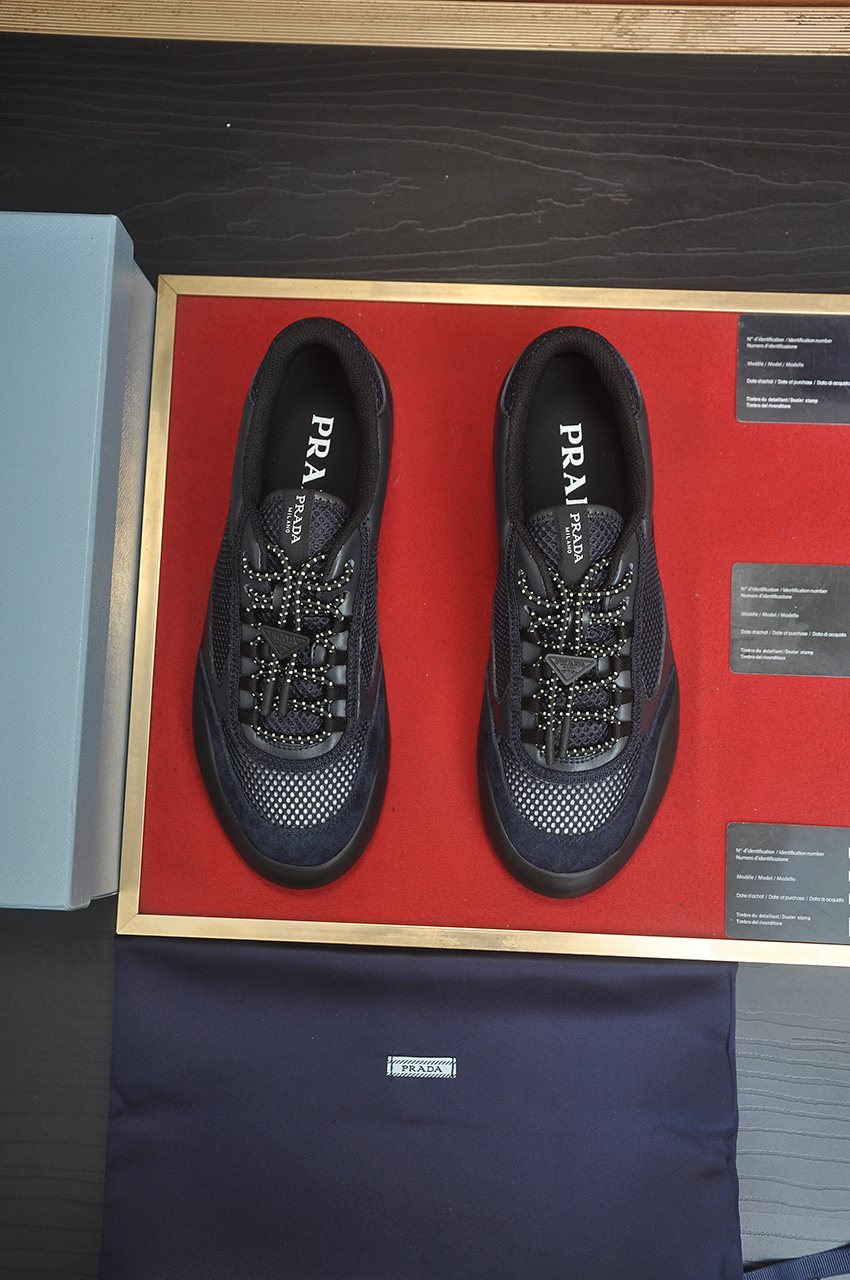 Prada Mesh Panel Low-Top Sneakers - Padded Collar