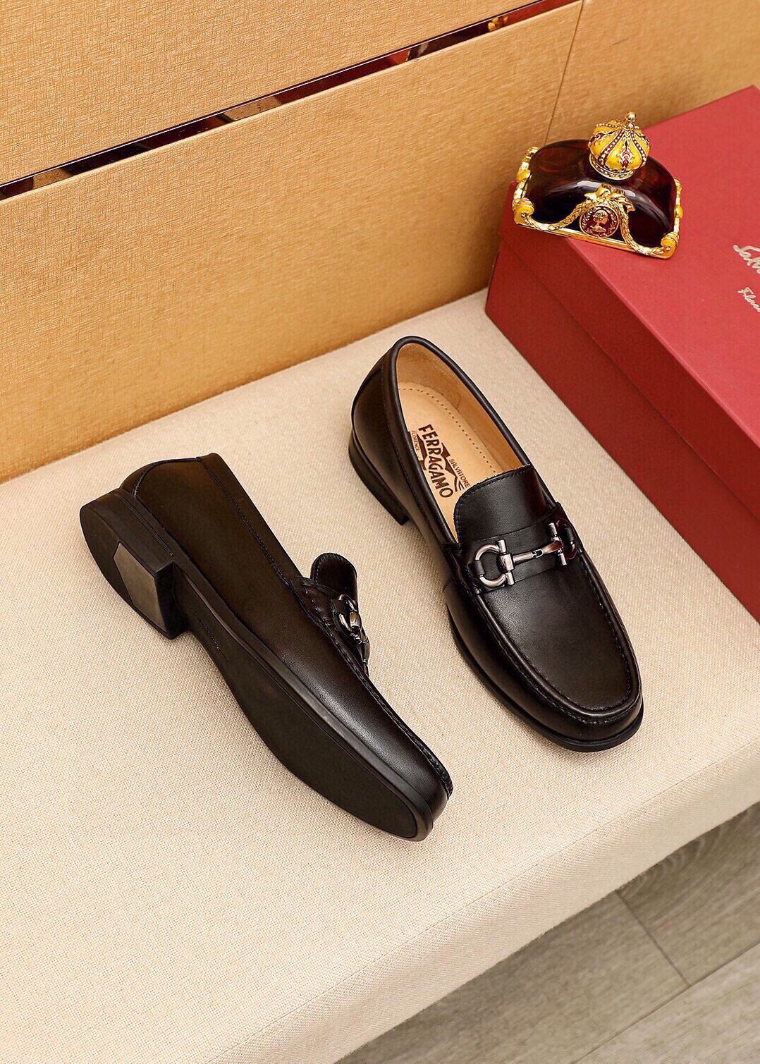 Ferragamo Black Buckle Loafers - Smooth Leather Upper, Leather Lining