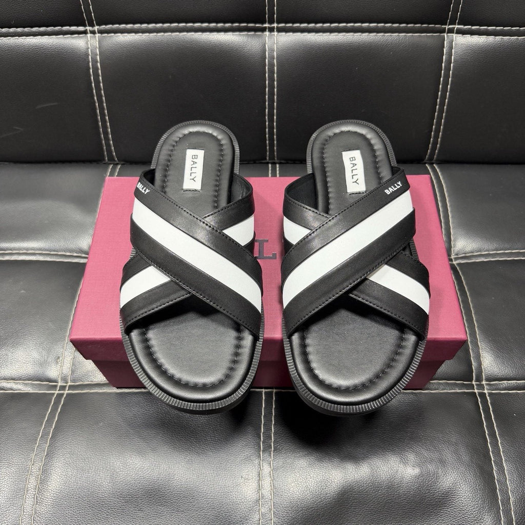 Bally Cross-Strap Slide Sandals