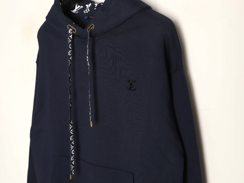 Louis Vuitton Monogram-Style Hood and Drawstring Pullover Hoodie - Navy
