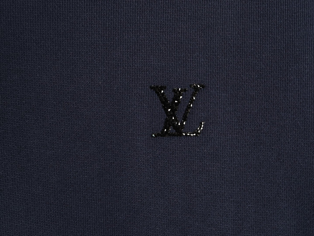 Louis Vuitton Monogram-Style Hood and Drawstring Pullover Hoodie - Navy