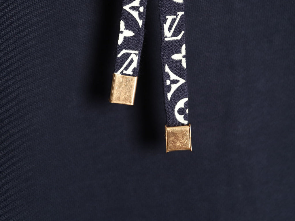Louis Vuitton Monogram-Style Hood and Drawstring Pullover Hoodie - Navy